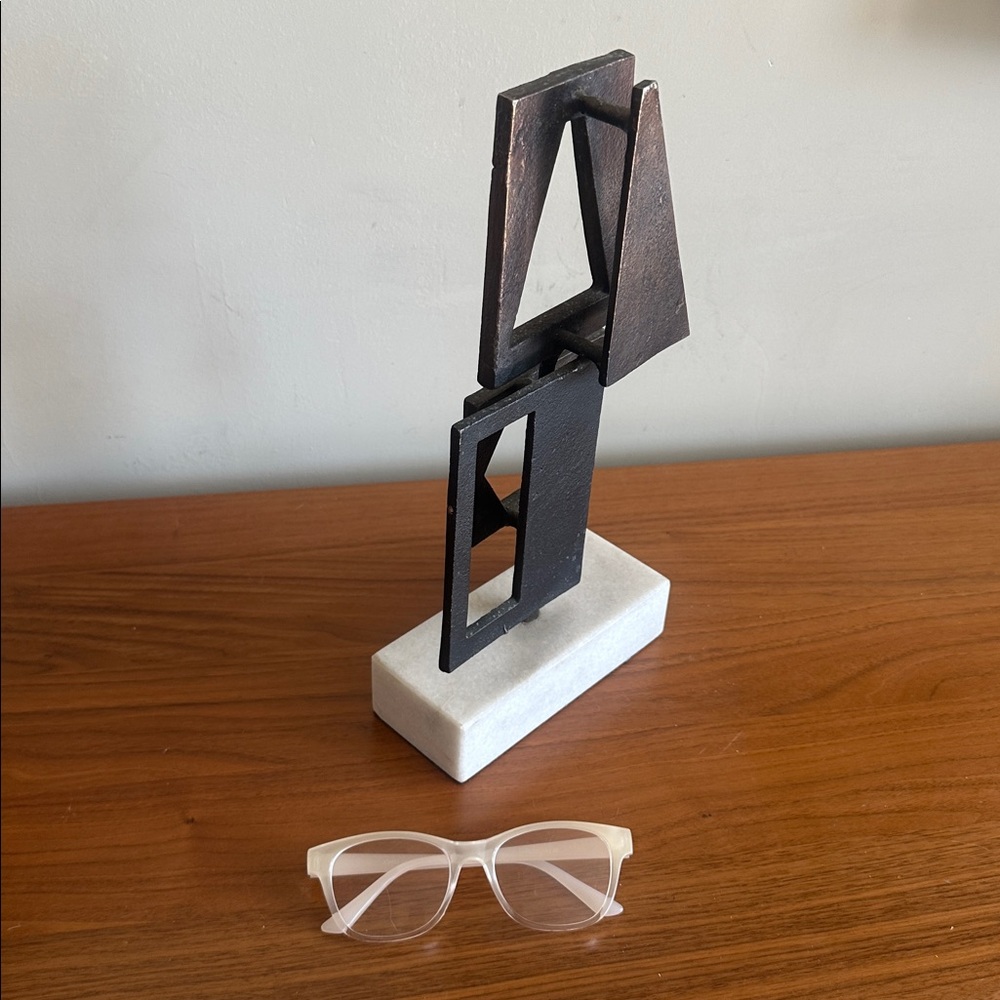 West elm Abstract Bronze Sculpture on Marble Base - Picture 3 of 4